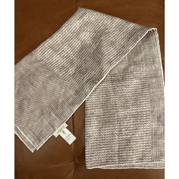 NWOT Lafayette 148 Printed Brown Tan Silk Rolled Edges Square Scarf - Picture 1 of 3